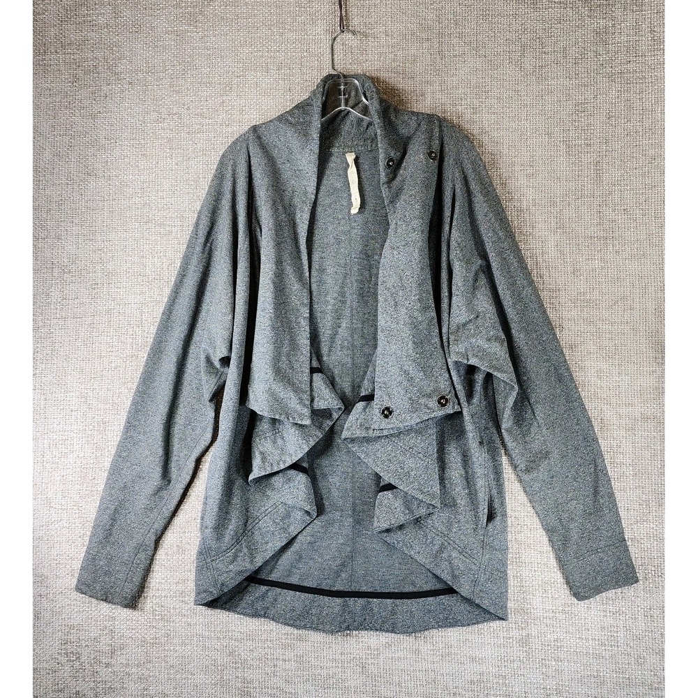 Lululemon Crossover Cowlneck Cardigan Sweater Womens 6 Gray Heather Long Sleeve‎
